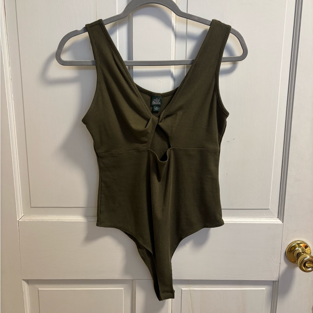 Olive Green Sleeveless Bodysuit